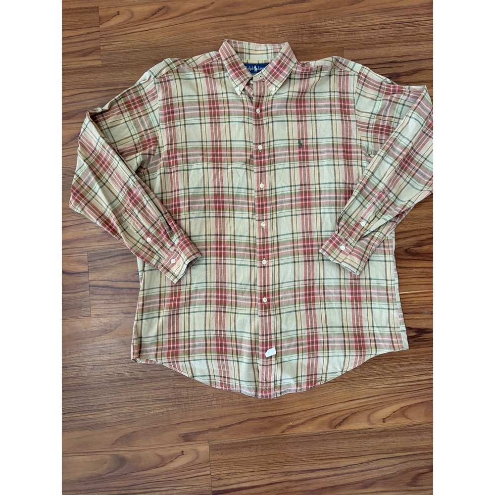 Vintage Ralph Lauren plaid men's long sleeve button up shirt
